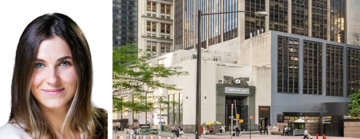 Avison Young's Peter Johnson (top) and Alexis Odgers (bottom), and 22 Cortlandt Street.