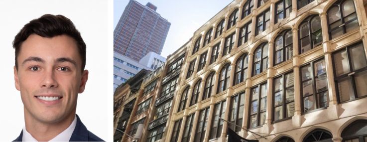 Meridian Capital Group's Bobby Ortense (top) and James Famularo (bottom), and 62 Thomas Street.