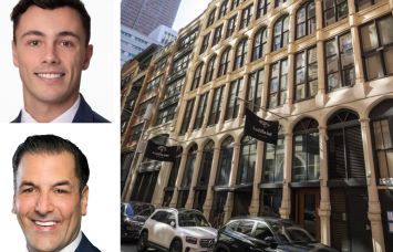 Meridian Capital Group's Bobby Ortense (top) and James Famularo (bottom), and 62 Thomas Street.