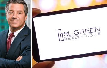 Chairman and CEO Marc Holliday and the SL Green logo displayed on a mobile phone.