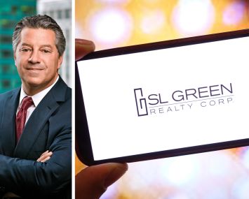 Chairman and CEO Marc Holliday and the SL Green logo displayed on a mobile phone.