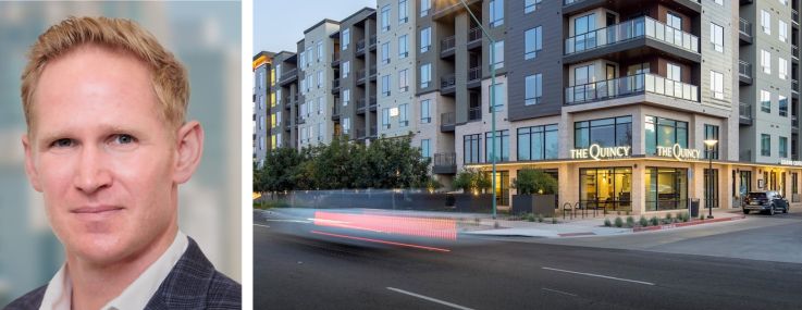Stockdale Capital Partners' Samuel Palmer (top) and Chase Jensen (bottom), and The Quincy at Kierland in Paradise Valley, Ariz.