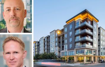 Stockdale Capital Partners' Samuel Palmer (top) and Chase Jensen (bottom), and The Quincy at Kierland in Paradise Valley, Ariz.