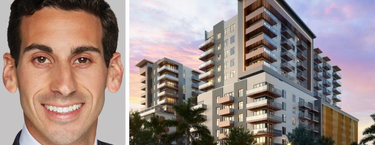 Berkadia's Scott Wadler and a rendering of Astor Park Flagler Village in Fort Lauderdale, Fla.