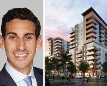 Berkadia's Scott Wadler and a rendering of Astor Park Flagler Village in Fort Lauderdale, Fla.