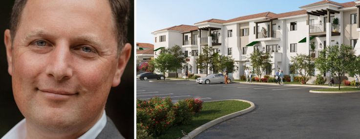 Zachary Streit of Priority Capital Advisory and a rendering of the first phase of Blosser Ranch in Santa Maria, Calif.