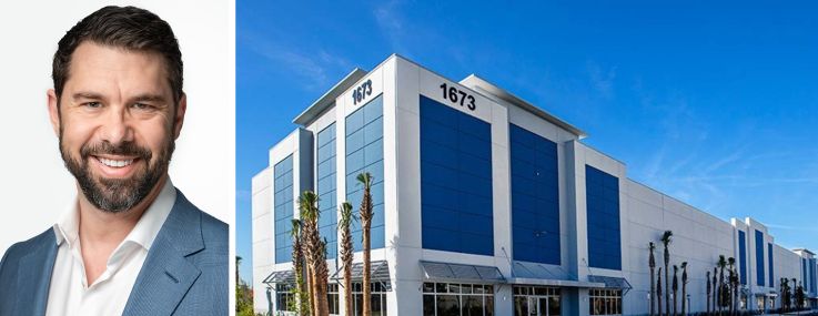 1673 Meathe Drive, one of the two buildings of the Turnpike Logistics Center in West Palm Beach Fl. and Sean Dalfen, President and Chief Investment Officer at Dalfen Industrial.