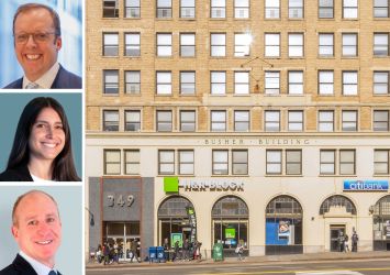 Christopher Mansfield (top), Courtney Hughson (center), and Scott Sloves of CBRE and 349 East 149th Street in The Bronx.