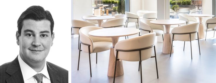 Greg Conen (top), Howard Hersch of Newmark, and an interior of 430 West Broadway.