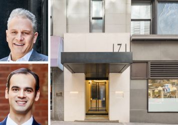 GFP Real Estate's Allen Gurevich (top) and Matthew Colavita, and 171 Madison Avenue.