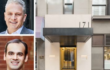 GFP Real Estate's Allen Gurevich (top) and Matthew Colavita, and 171 Madison Avenue.