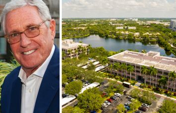 C-III Capital Partners' Andrew Farkas and an aerial view of Crossroads Business Park in Plantation, Fla.
