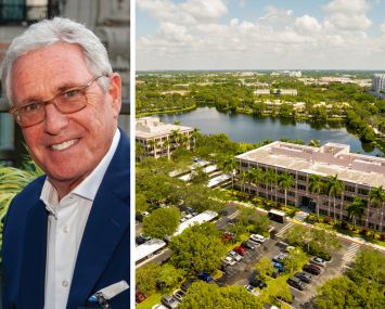C-III Capital Partners' Andrew Farkas and an aerial view of Crossroads Business Park in Plantation, Fla.