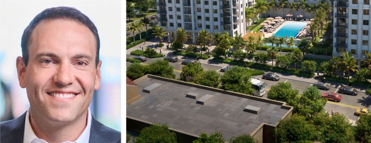 13th Floor Investments' Arnaud Karsenti (top), Rockpoint's Dan Domb, and a rendering of Link at Boca, Boca Raton, Fla.