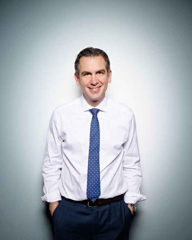 Steve Fulop, CEO of Partnership for New York City, photographed at One Battery Park Plaza.