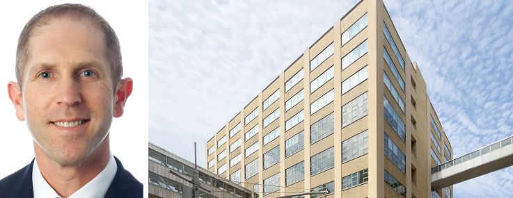 ABS Real Estate's Ben Waller and 55 Prospect Street, Brooklyn.