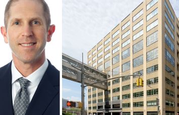 ABS Real Estate's Ben Waller and 55 Prospect Street, Brooklyn.