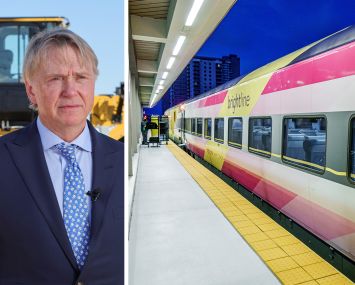 Wes Edens and the Brightline, Miami Central Station platform.