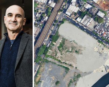 Hudson Companies President David Kramer and a satellite view of the development lot at 20 Fifth Street, Brooklyn.
