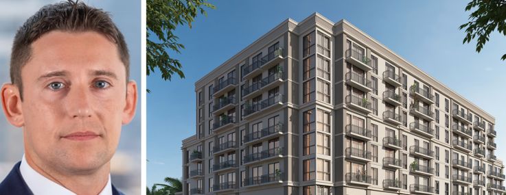 Dwight Mortgage Trust's David Scheer and a rendering of 1715 SW 37th Avenue, Coral Gables, Fla.