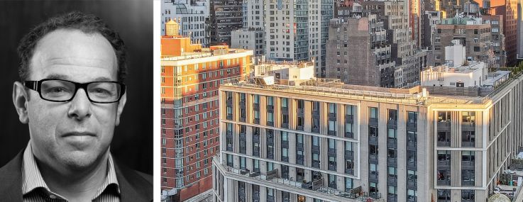 Newmark's Doug Harmon (top) and Adam Spies, and The Lewis at 411 West 35th Street.
