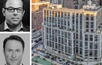Newmark's Doug Harmon (top) and Adam Spies, and The Lewis at 411 West 35th Street.