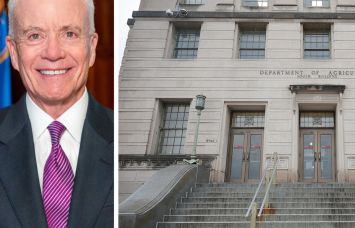 General Services Administration administrator Ed Forst and the Department of Agriculture South Building in Washington, D.C.