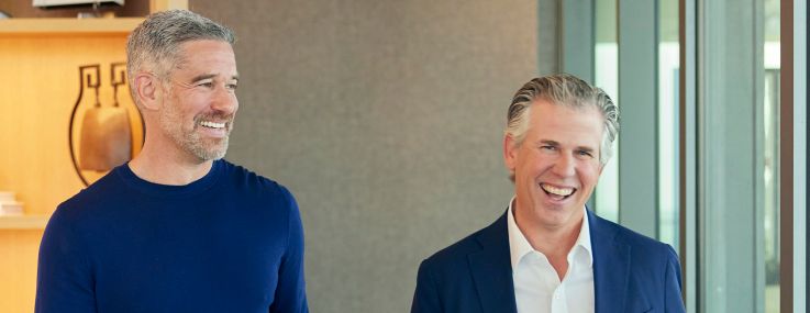 David Binswanger (left) and Clay Duvall of Lincoln Property photographed at their office in Dallas.