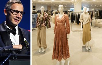 Geoffroy van Raemdonck, CEO of Saks Global, and a display inside Saks Fifth Avenue at American Dream Mall, East Rutherford, N.J.