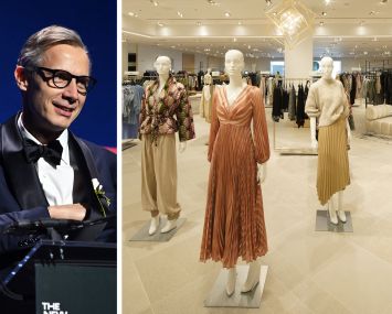 Geoffroy van Raemdonck, CEO of Saks Global, and a display inside Saks Fifth Avenue at American Dream Mall, East Rutherford, N.J.