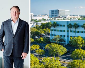 Zom Living's Greg West and the Westside Plaza complex in Doral, Fla.