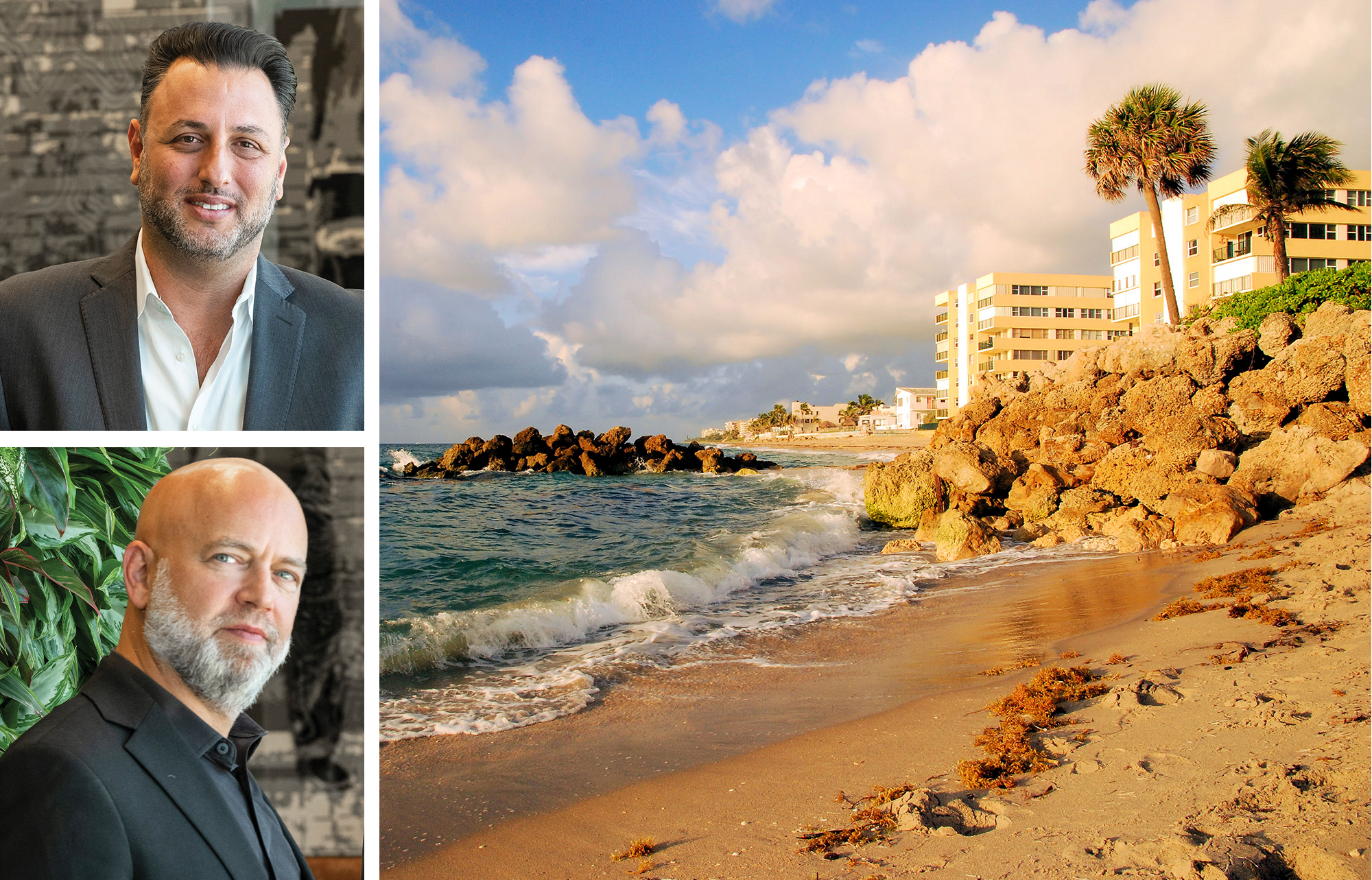 Gregory Freedman (top), Daniel Lebensohn, and a view of Hillsboro Beach, Florida.