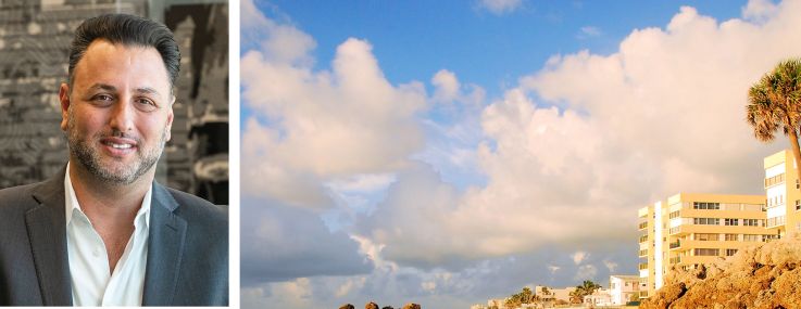 Gregory Freedman (top), Daniel Lebensohn, and a view of Hillsboro Beach, Florida.