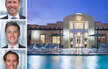 Joe Grabiec (top), Kevin Green (center), and Greg Harris of Institutional Property Advisors and the Hancock Terrace multifamily building in Santa Maria, Ca.