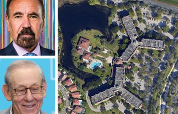 Related Group's Jorge Pérez (top), Related Companies' Stephen Ross, and an aerial view of 201 Racquet Club Road, Weston, Fla.