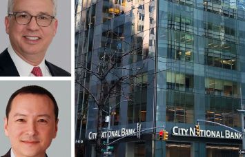 Cushman & Wakefield’s Josh Kuriloff (top) and Matthias Li, and 1140 Avenue of the Americas.