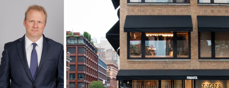 REBNY's Keith Decoster and pedestrians walking past a store in Soho.
