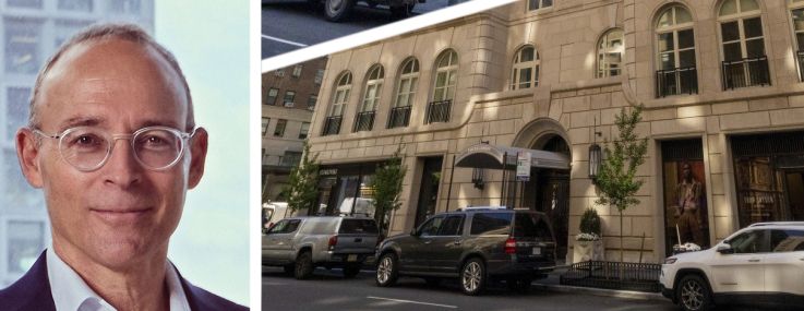 Acadia Realty Trust's Ken Bernstein (top left), Naftali Group's Miki Naftali (bottom left), 1045 Madison Avenue (top right), and 1165 Madison Avenue.