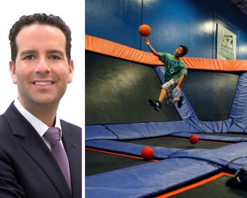 RTL's Lee Block and children playing in a Sky Zone location.