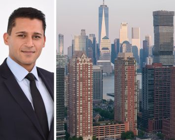 Veris Residential CEO Mahbod Nia and Veris's BLVD 425 in Jersey City, N.J.