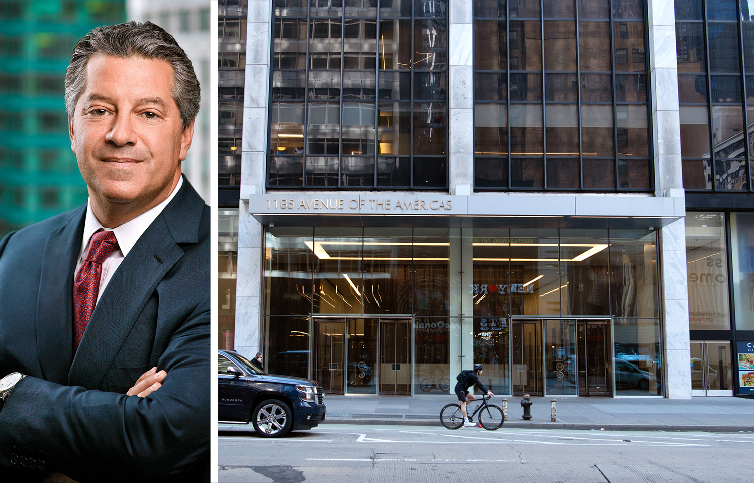 SL Green CEO Marc Holliday and 1185 Avenue of the Americas.