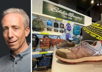 Catalyst Brands CEO Marc Rosen and an Eddie Bauer store display.