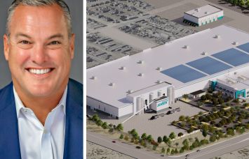 Matt Englhard, president of Proficiency Capital, and a rendering of a development site in northern Los Angeles County.