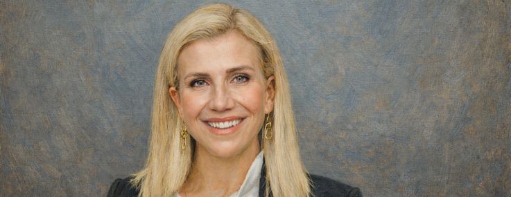 A portrait of Kristina Metzger in the style of an oil painting.