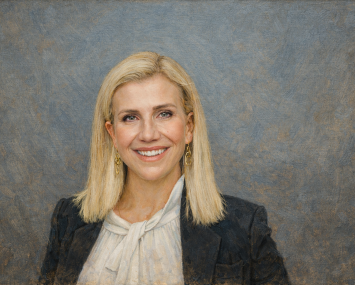 A portrait of Kristina Metzger in the style of an oil painting.