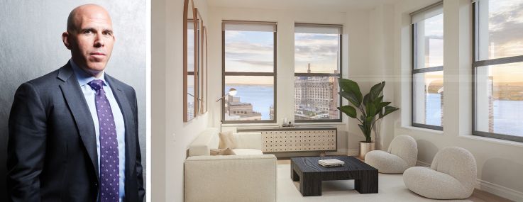 Scott Rechler, CEO of RXR Realty and an interior of the new office-to-residential conversion of 61 Broadway.