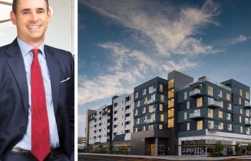 Citview CEO Sean Burton and a rendering of The Jasper in Los Angeles.