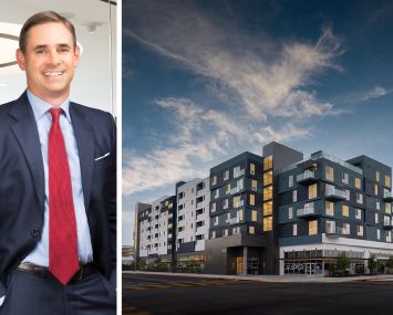 Citview CEO Sean Burton and a rendering of The Jasper in Los Angeles.