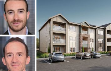 S3 Capital's Steven Jemal (top) and Joshua Crane, and a rendering of Liva Travelers Rest in Travelers Rest, S.C.