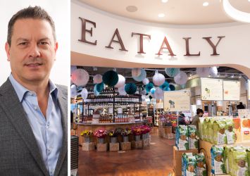 Tommaso Brusò, Eataly CEO of North America, and inside an Eataly store.